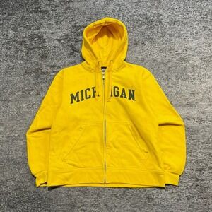 Michigan Wolverines Zip Up‎ Hoodie Medium Yellow Big Cotton University College